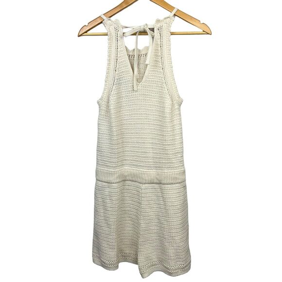 Universal Thread Beige Cotton Crochet Knit Sleeveless Romper Sz S NWT - Picture 10 of 14